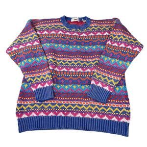 VTG Marsh Landing womens heavy vibrant stripe pattern sweater. Size L. 90s.